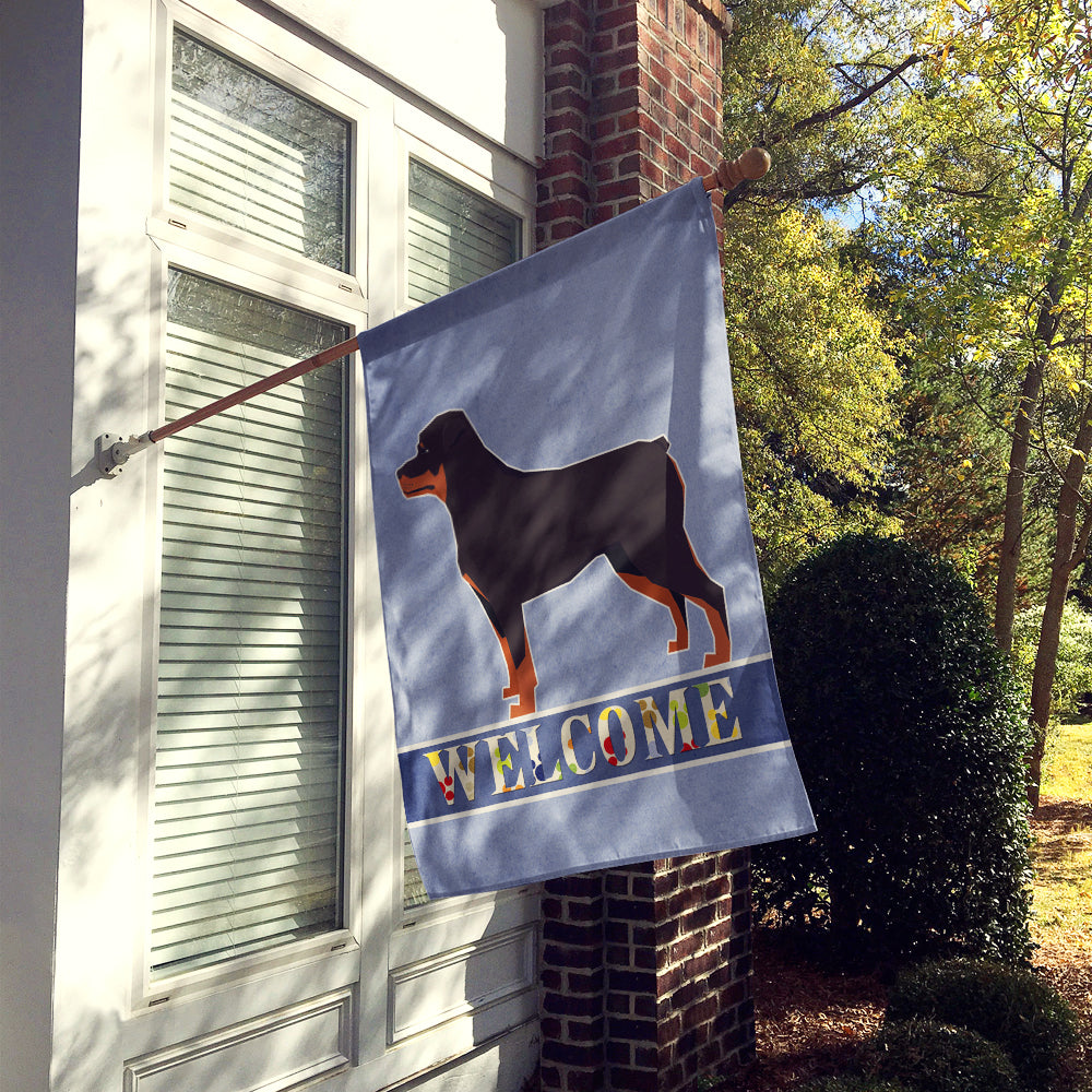 Rottweiler Welcome House Flag 28x40 Porch Sleeve Pole Decorative Outside Yard Banner Artwork Wall Hanging, Polyester