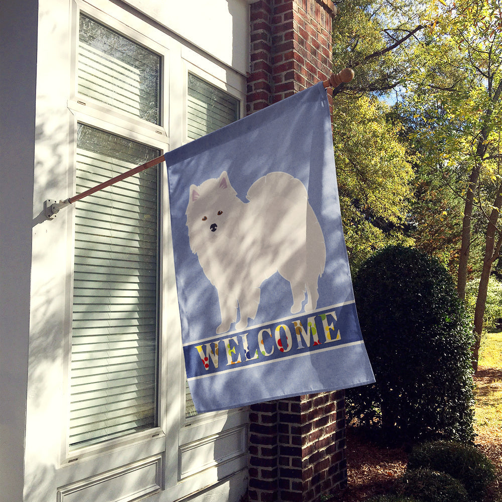 American Eskimo Welcome House Flag 28x40 Porch Sleeve Pole Decorative Outside Yard Banner Artwork Wall Hanging, Polyester