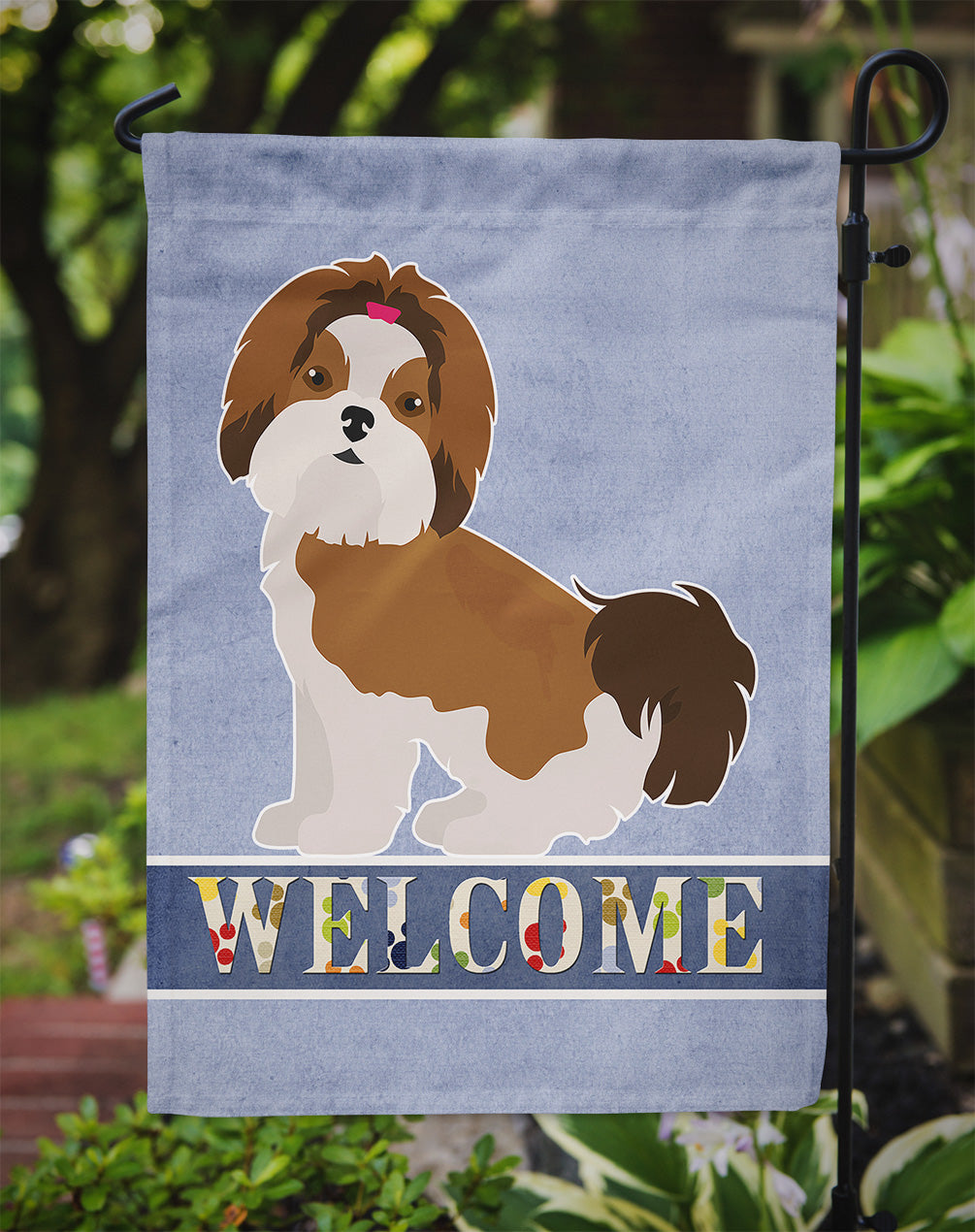 Imperial Shih Tzu Welcome Garden Flag Mailbox Decorative Yard Banner Outside Patio Artwork for Flower Beds, Garden Size, Multicolor