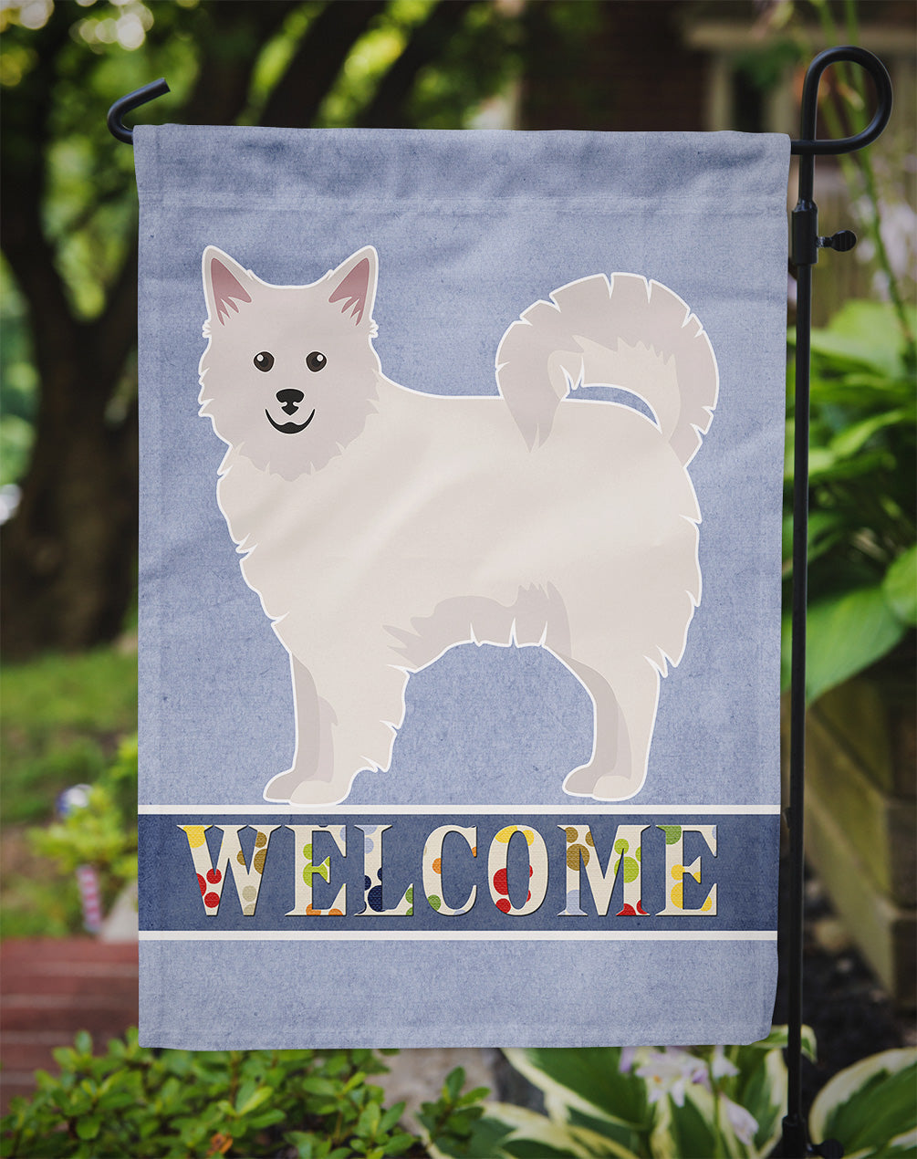 Italian Spitz Welcome Garden Flag Mailbox Decorative Yard Banner Outside Patio Artwork for Flower Beds, Garden Size, Multicolor