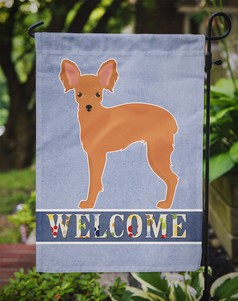 Russkiy Toy or Russian Toy Terrier Welcome Garden Flag Mailbox Decorative Yard Banner Outside Patio Artwork for Flower Beds, Garden Size, Multicolor