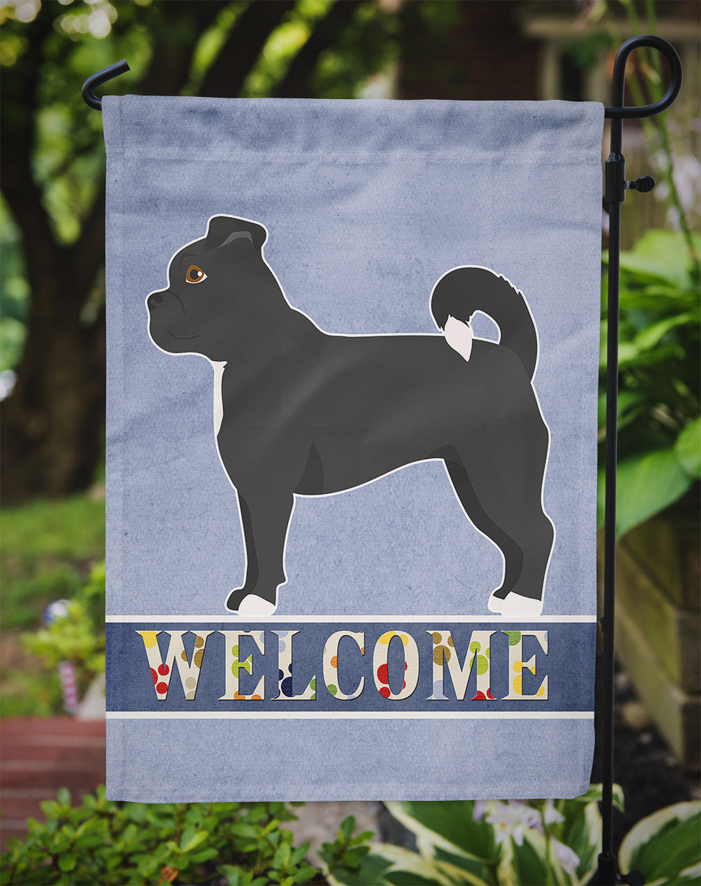 Black Chug Welcome Garden Flag Mailbox Decorative Yard Banner Outside Patio Artwork for Flower Beds, Garden Size, Multicolor