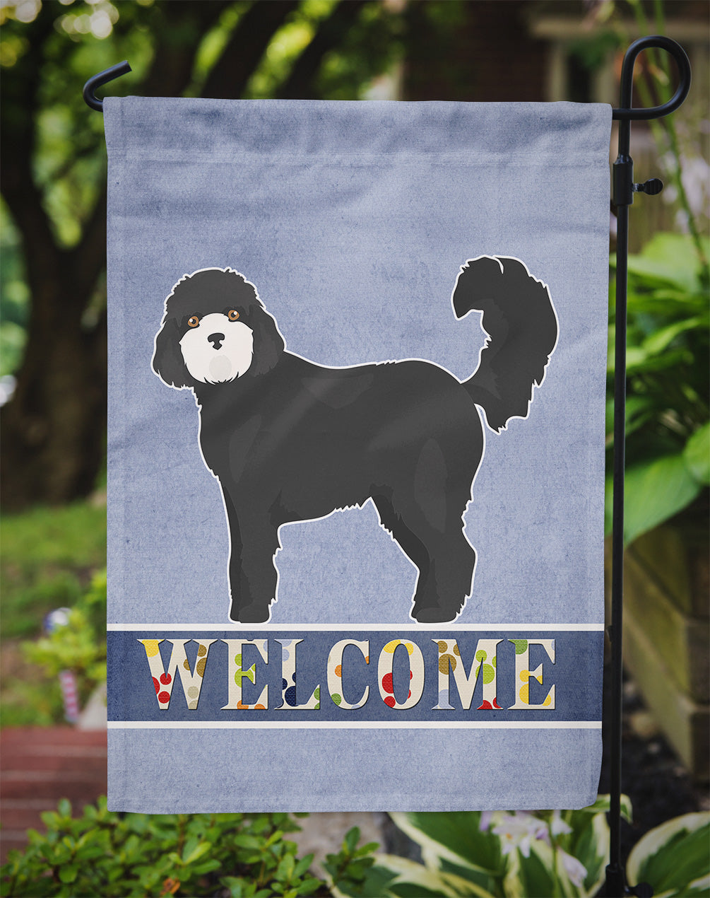 Black Cockapoo Welcome Garden Flag Mailbox Decorative Yard Banner Outside Patio Artwork for Flower Beds, Garden Size, Multicolor