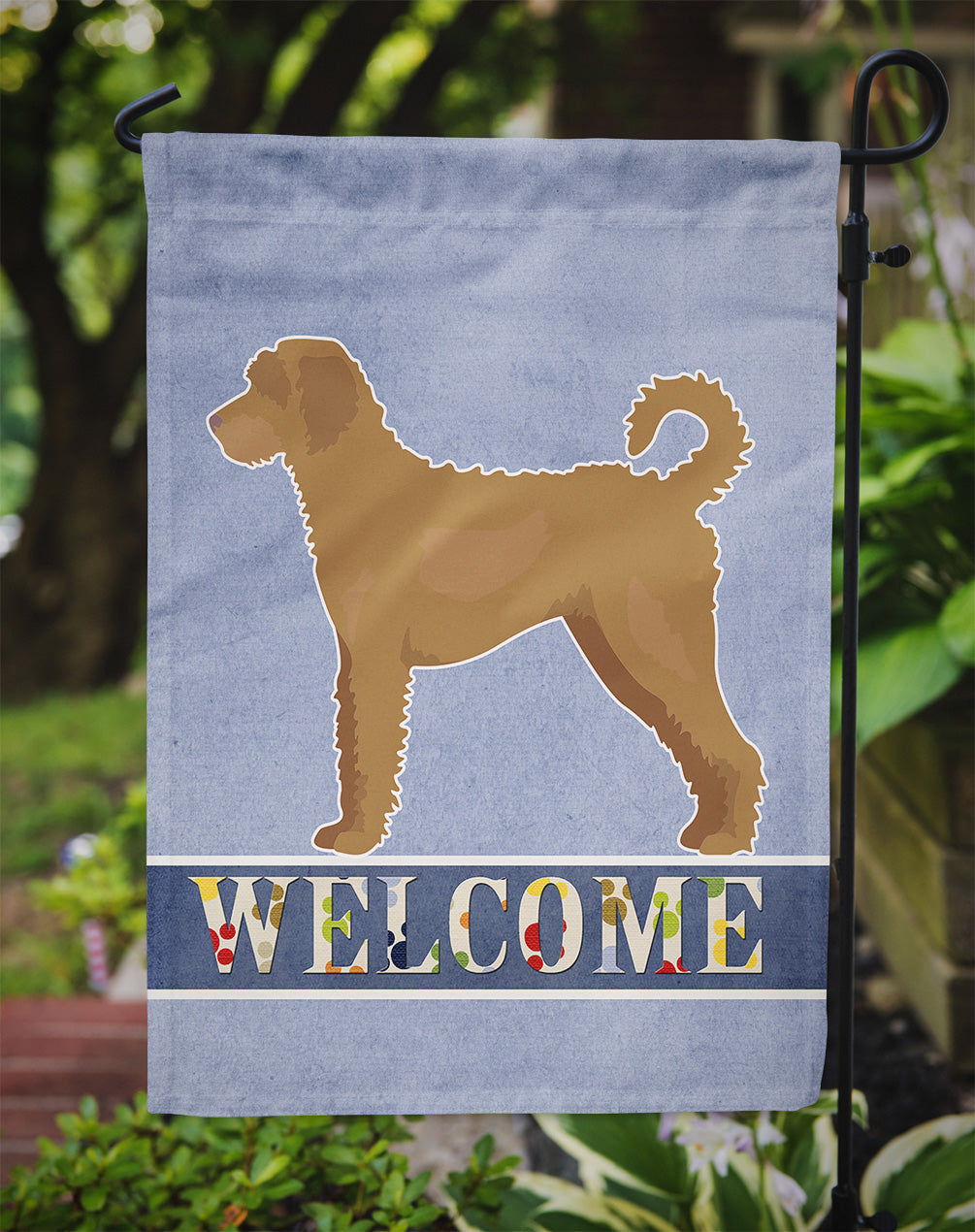 Tan Labradoodle Welcome Garden Flag Mailbox Decorative Yard Banner Outside Patio Artwork for Flower Beds, Garden Size, Multicolor