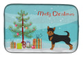 Black and Tan Chorkie Christmas Tree Dish Drying Mat Absorbent Dish Drying Mat Pad for Kitchen Counter Dish Drainer Mat for Countertop, 14 x 21", Multicolor