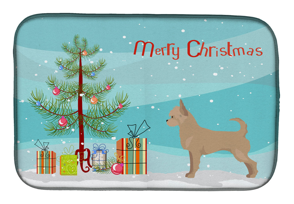 Tan Chorkie Christmas Tree Dish Drying Mat Absorbent Dish Drying Mat Pad for Kitchen Counter Dish Drainer Mat for Countertop, 14 x 21", Multicolor