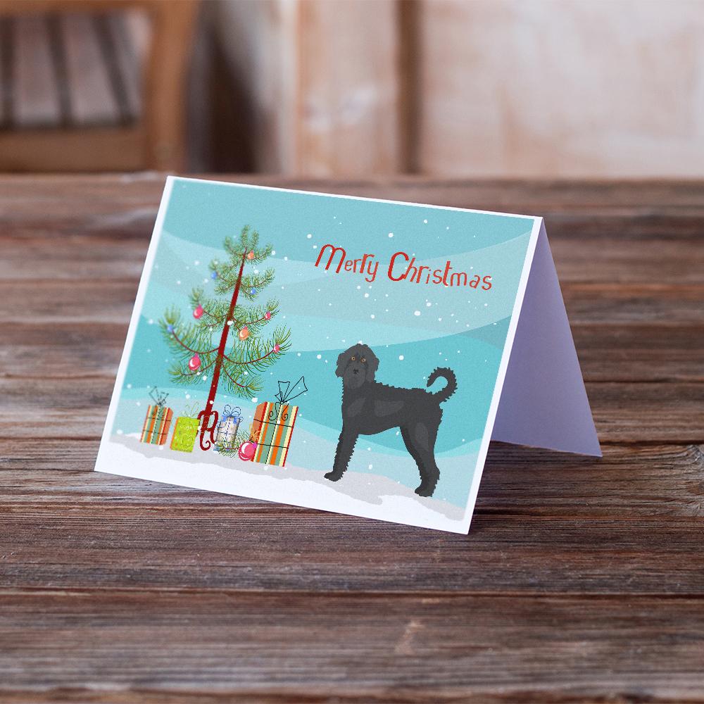Black Labradoodle Christmas Tree Greeting Cards Pack of 8 Blank Cards with Envelopes Whimsical A7 Size 5x7