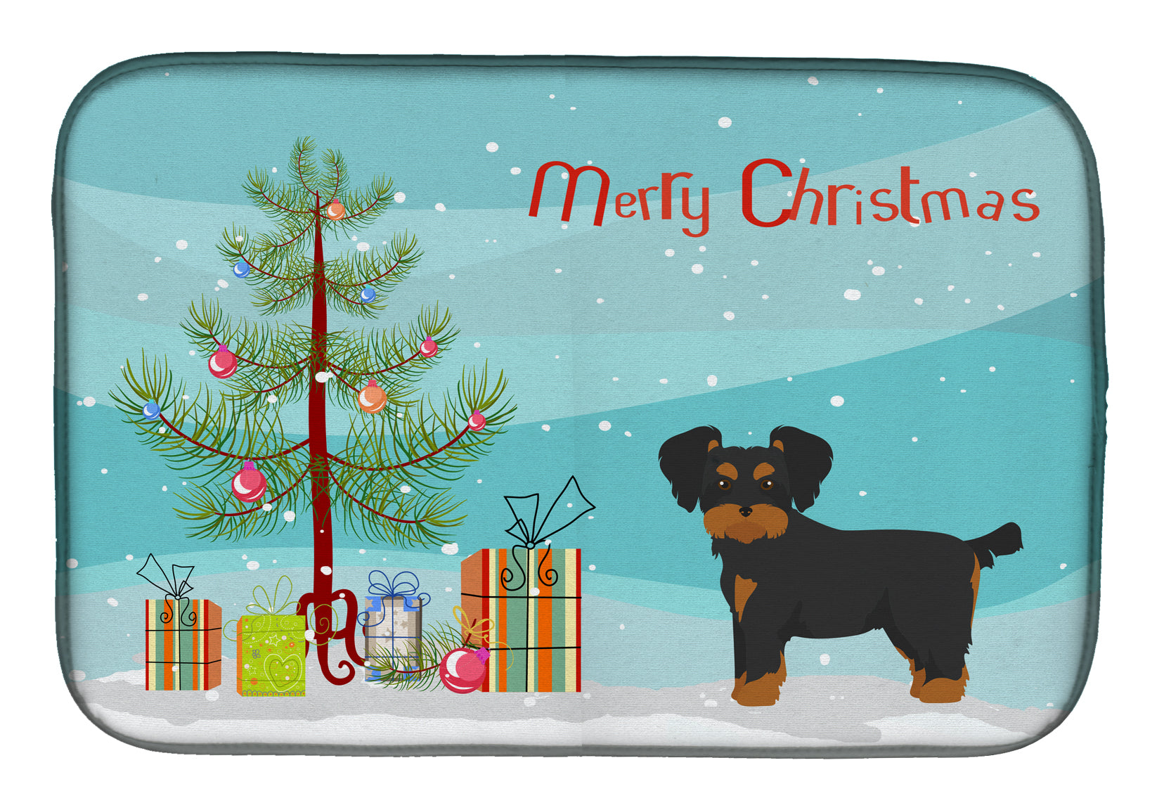 Morkie Christmas Tree Dish Drying Mat Absorbent Dish Drying Mat Pad for Kitchen Counter Dish Drainer Mat for Countertop, 14 x 21", Multicolor