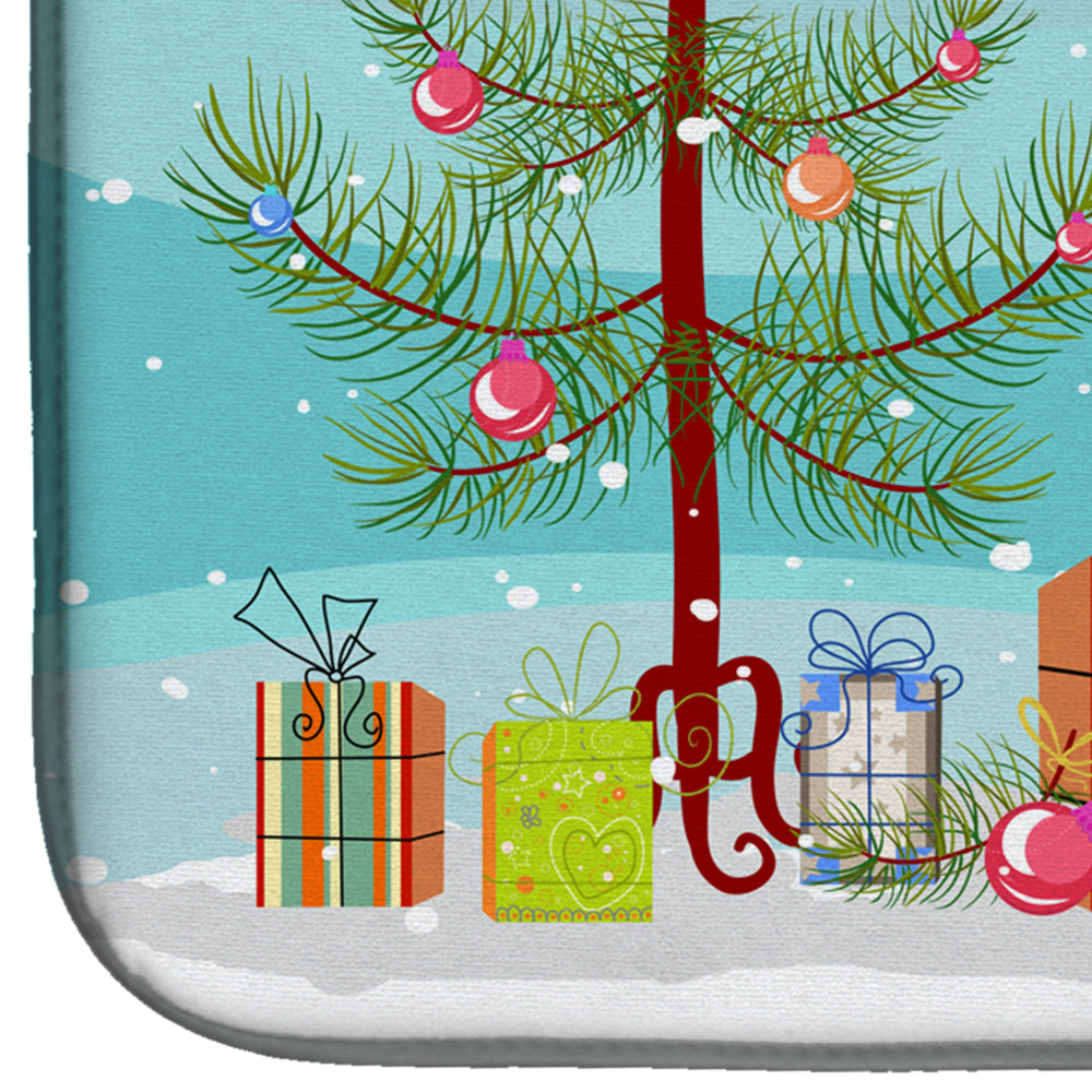 Shorkie #1 Christmas Tree Dish Drying Mat Absorbent Dish Drying Mat Pad for Kitchen Counter Dish Drainer Mat for Countertop, 14 x 21", Multicolor