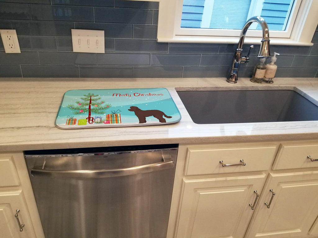 Whoodle #1 Christmas Tree Dish Drying Mat Absorbent Dish Drying Mat Pad for Kitchen Counter Dish Drainer Mat for Countertop, 14 x 21", Multicolor