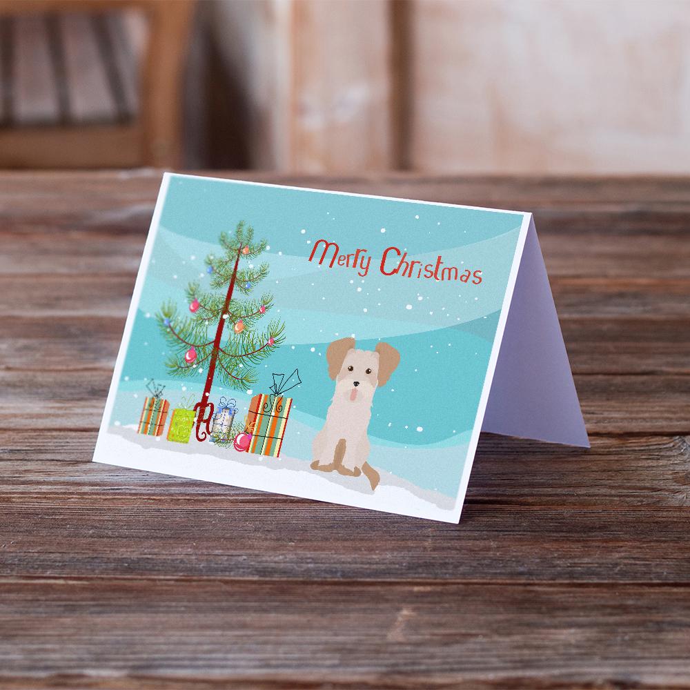 Morkie #3 Christmas Tree Greeting Cards Pack of 8 Blank Cards with Envelopes Whimsical A7 Size 5x7