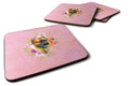 Borboel Mastiff Pink Flowers Foam Coasters Set of 4 Cup Coasters for Indoor Outdoor, Tabletop Protection, Anti Slip, Mouse pad Material