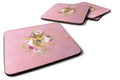 German Shepherd #2 Pink Flowers Foam Coasters Set of 4 Cup Coasters for Indoor Outdoor, Tabletop Protection, Anti Slip, Mouse pad Material