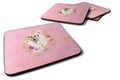 Irish Wolfhound Pink Flowers Foam Coasters Set of 4 Cup Coasters for Indoor Outdoor, Tabletop Protection, Anti Slip, Mouse pad Material