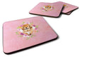 Tibetian Mastiff Puppy Pink Flowers Foam Coasters Set of 4 Cup Coasters for Indoor Outdoor, Tabletop Protection, Anti Slip, Mouse pad Material
