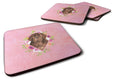 Newfoundland Pink Flowers Foam Coasters Set of 4 Cup Coasters for Indoor Outdoor, Tabletop Protection, Anti Slip, Mouse pad Material