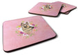 German Shepherd Pink Flowers Foam Coasters Set of 4 Cup Coasters for Indoor Outdoor, Tabletop Protection, Anti Slip, Mouse pad Material