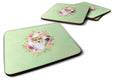 Corgi Green Flowers Foam Coasters Set of 4 Cup Coasters for Indoor Outdoor, Tabletop Protection, Anti Slip, Mouse pad Material