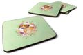 Rhodesian Ridgeback Green Flowers Foam Coasters Set of 4 Cup Coasters for Indoor Outdoor, Tabletop Protection, Anti Slip, Mouse pad Material