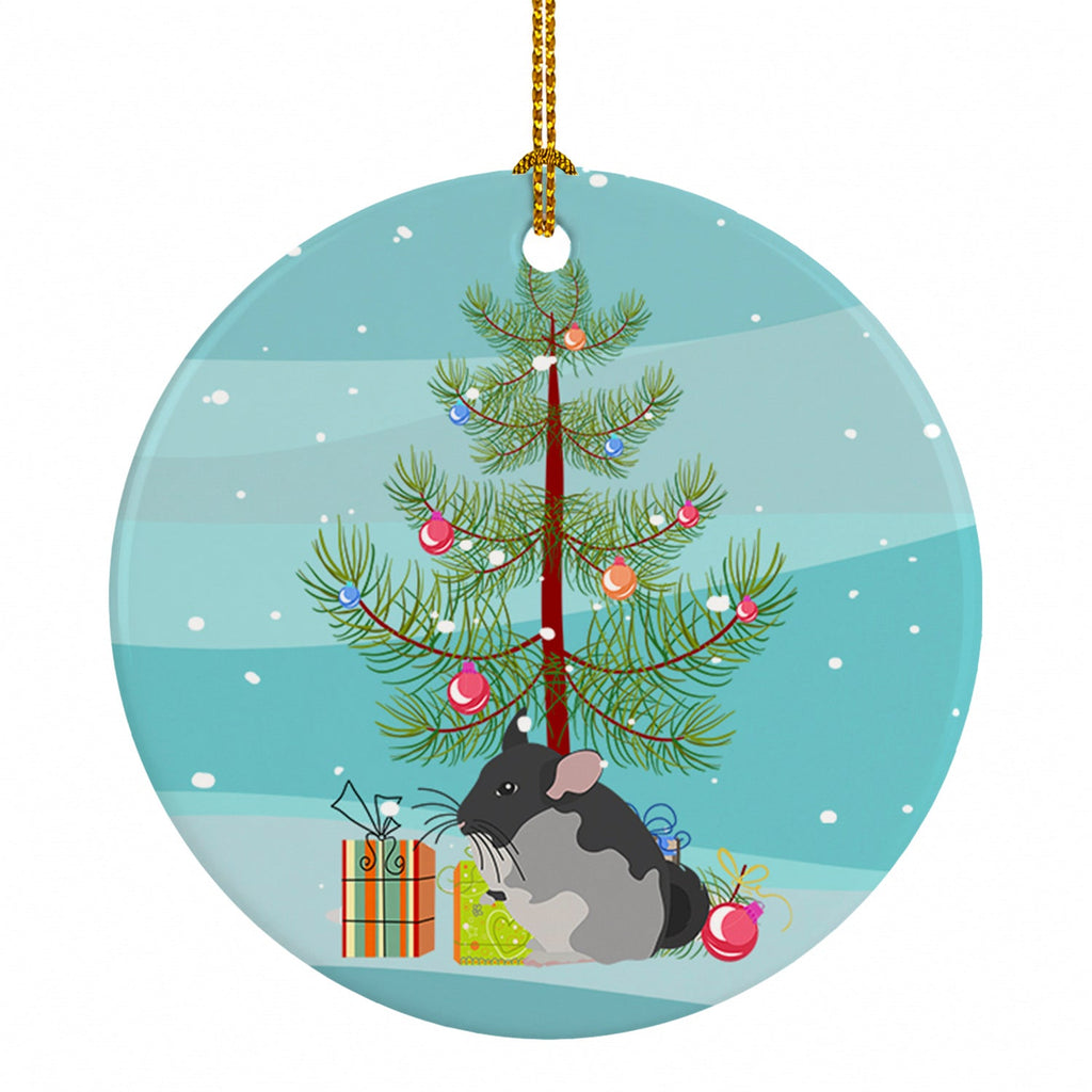 Black Velvet Chinchilla Merry Christmas Ceramic Ornament Christmas Tree Hanging Decorations for Home Christmas Holiday, Party, Gift, 3 in, Multicolor