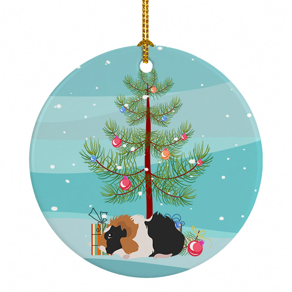 Abyssinian Guinea Pig Merry Christmas Ceramic Ornament Christmas Tree Hanging Decorations for Home Christmas Holiday, Party, Gift, 3 in, Multicolor