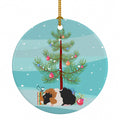 Abyssinian Guinea Pig Merry Christmas Ceramic Ornament Christmas Tree Hanging Decorations for Home Christmas Holiday, Party, Gift, 3 in, Multicolor