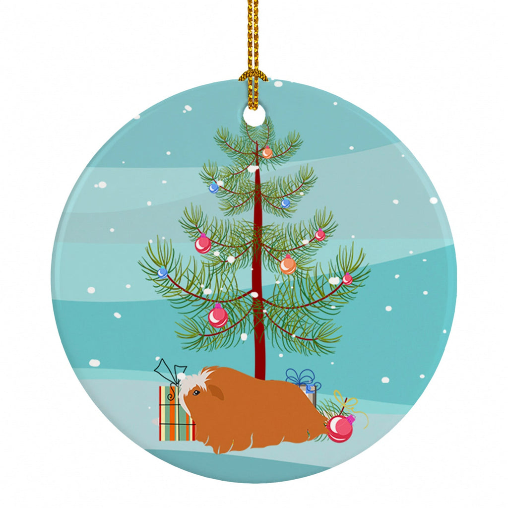 Peruvian Guinea Pig Merry Christmas Ceramic Ornament Christmas Tree Hanging Decorations for Home Christmas Holiday, Party, Gift, 3 in, Multicolor