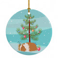 Texel Guinea Pig Merry Christmas Ceramic Ornament Christmas Tree Hanging Decorations for Home Christmas Holiday, Party, Gift, 3 in, Multicolor