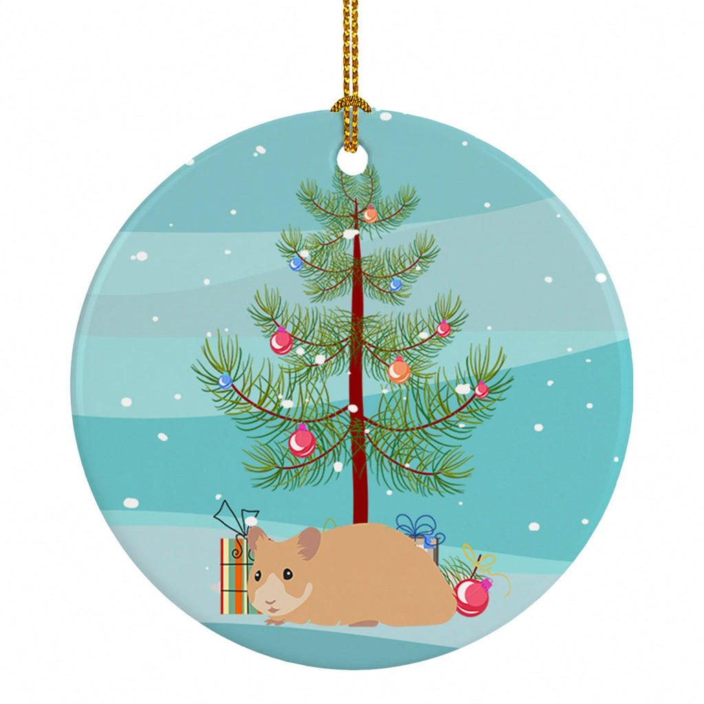 Syrian Golden Hamster Merry Christmas Ceramic Ornament Christmas Tree Hanging Decorations for Home Christmas Holiday, Party, Gift, 3 in, Multicolor