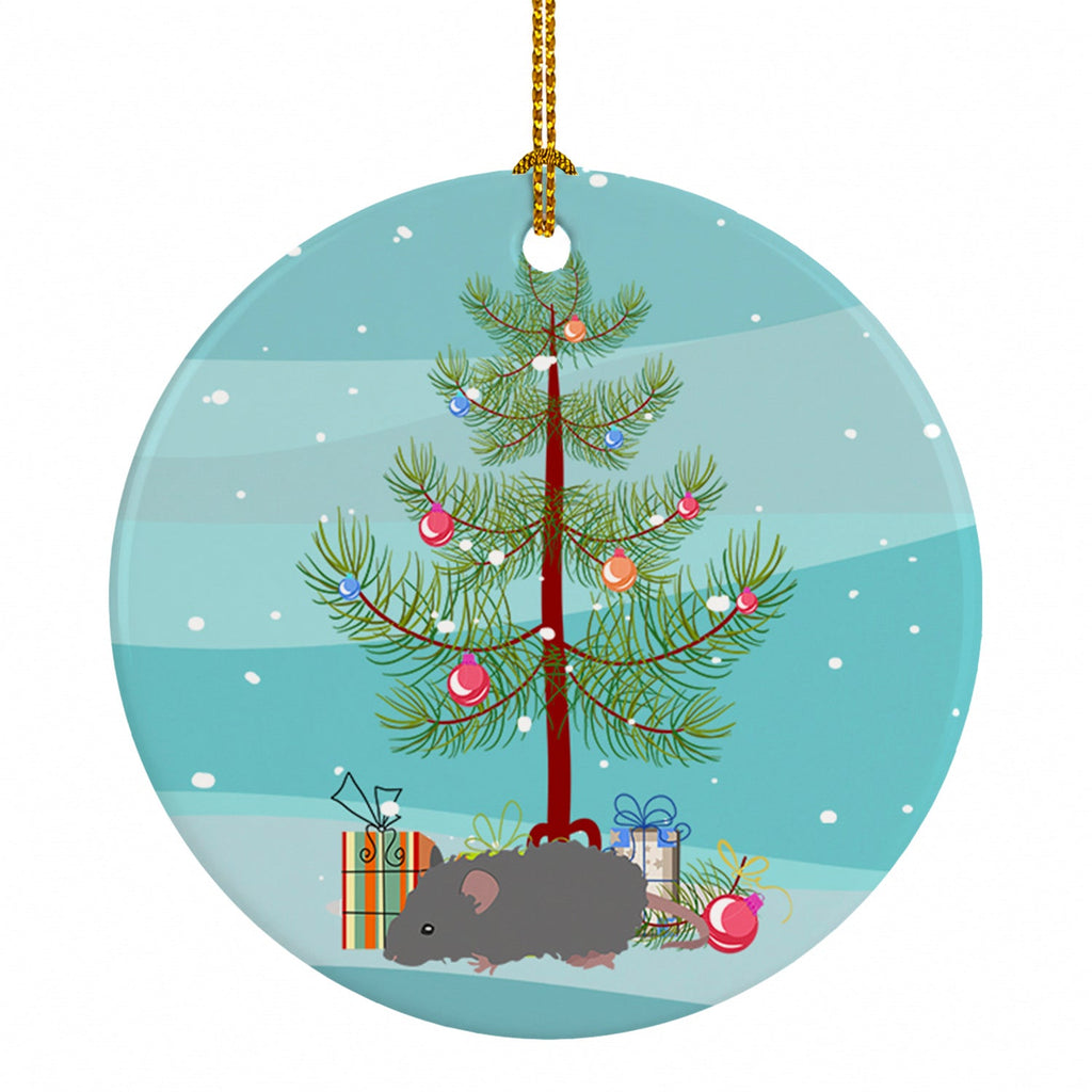 Australian Long Coated Mouse Merry Christmas Ceramic Ornament Christmas Tree Hanging Decorations for Home Christmas Holiday, Party, Gift, 3 in, Multicolor