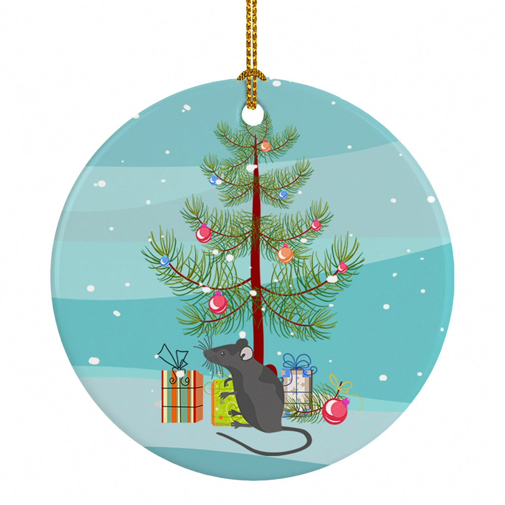 Satin Mouse Merry Christmas Ceramic Ornament Christmas Tree Hanging Decorations for Home Christmas Holiday, Party, Gift, 3 in, Multicolor