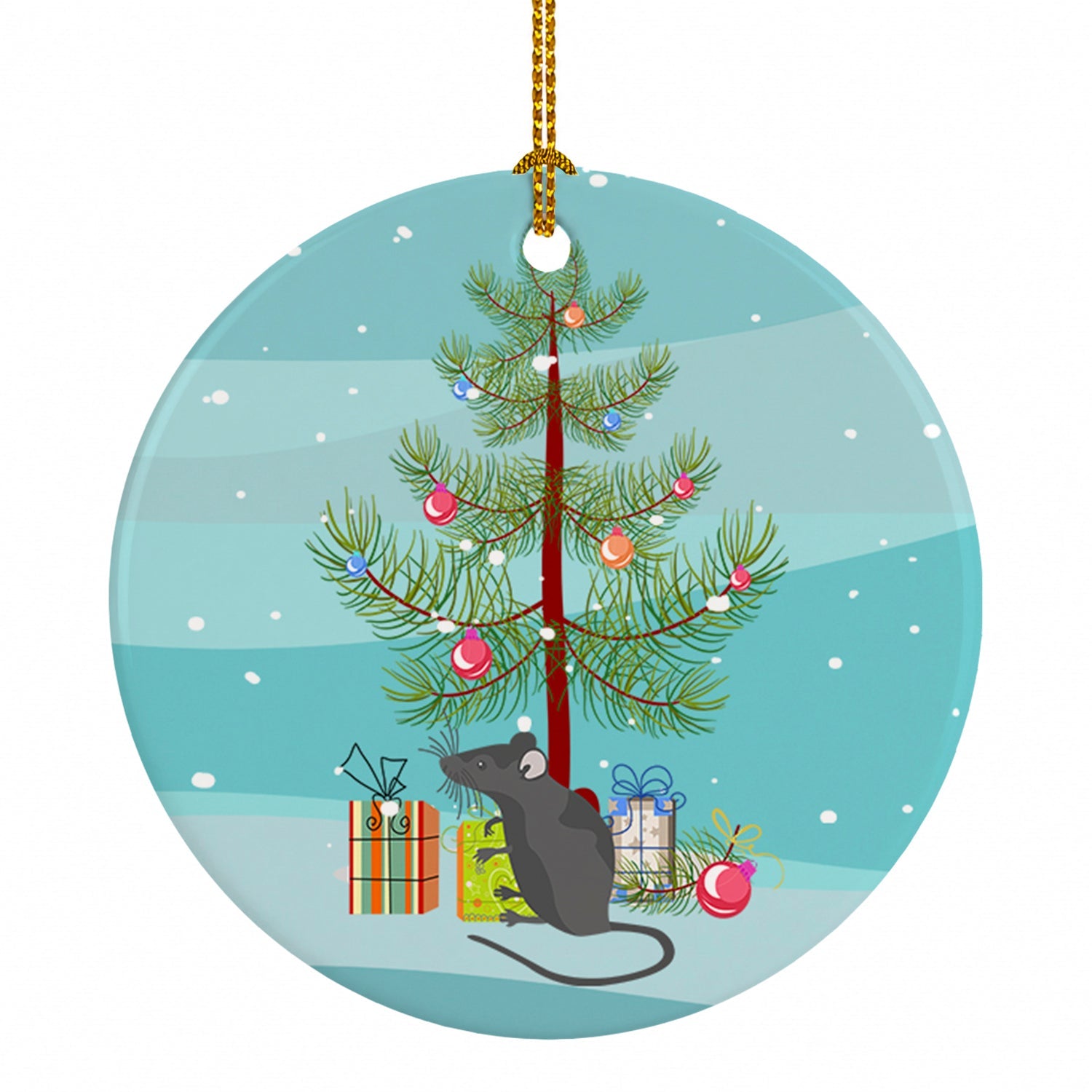 Satin Mouse Merry Christmas Ceramic Ornament Christmas Tree Hanging Decorations for Home Christmas Holiday, Party, Gift, 3 in, Multicolor