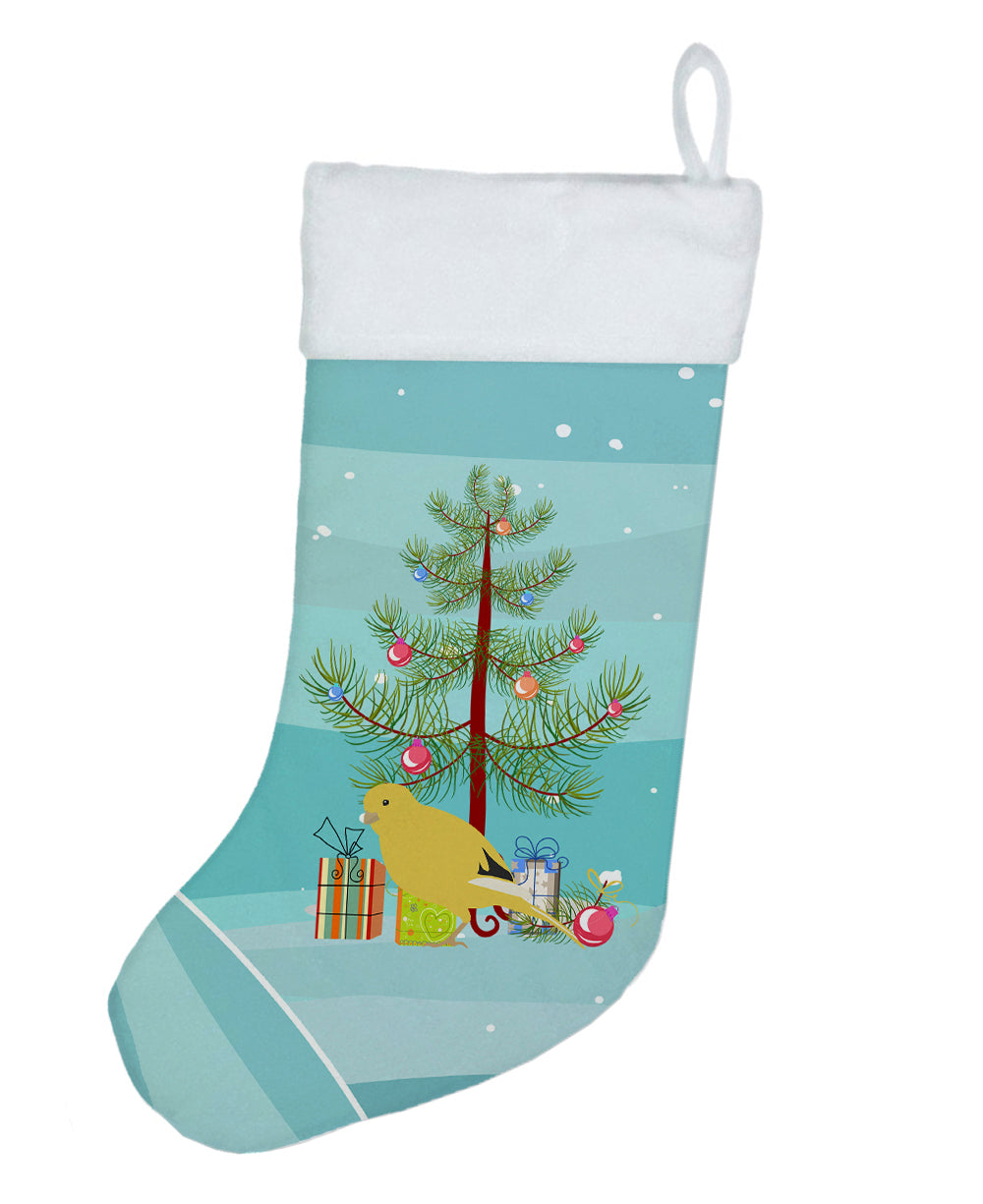 Border Canary Merry Christmas Holiday Stocking Double-Sided Print, Polyester Suede,11x18, Made in USA