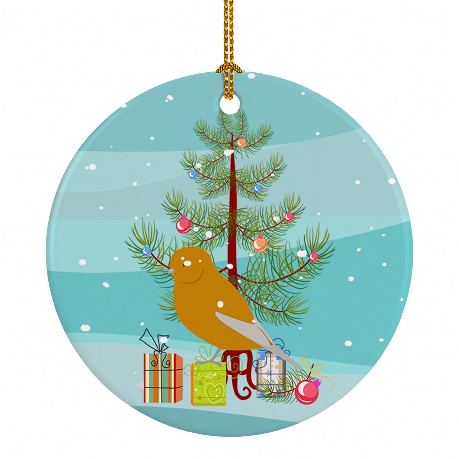 Norwich Canary Merry Christmas Ceramic Ornament Christmas Tree Hanging Decorations for Home Christmas Holiday, Party, Gift, 3 in, Multicolor