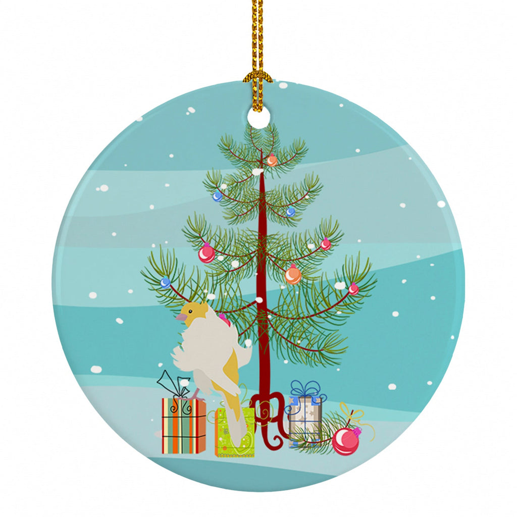 Parisian Trumpeter Canary Merry Christmas Ceramic Ornament Christmas Tree Hanging Decorations for Home Christmas Holiday, Party, Gift, 3 in, Multicolor