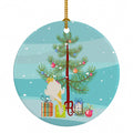 Parisian Trumpeter Canary Merry Christmas Ceramic Ornament Christmas Tree Hanging Decorations for Home Christmas Holiday, Party, Gift, 3 in, Multicolor