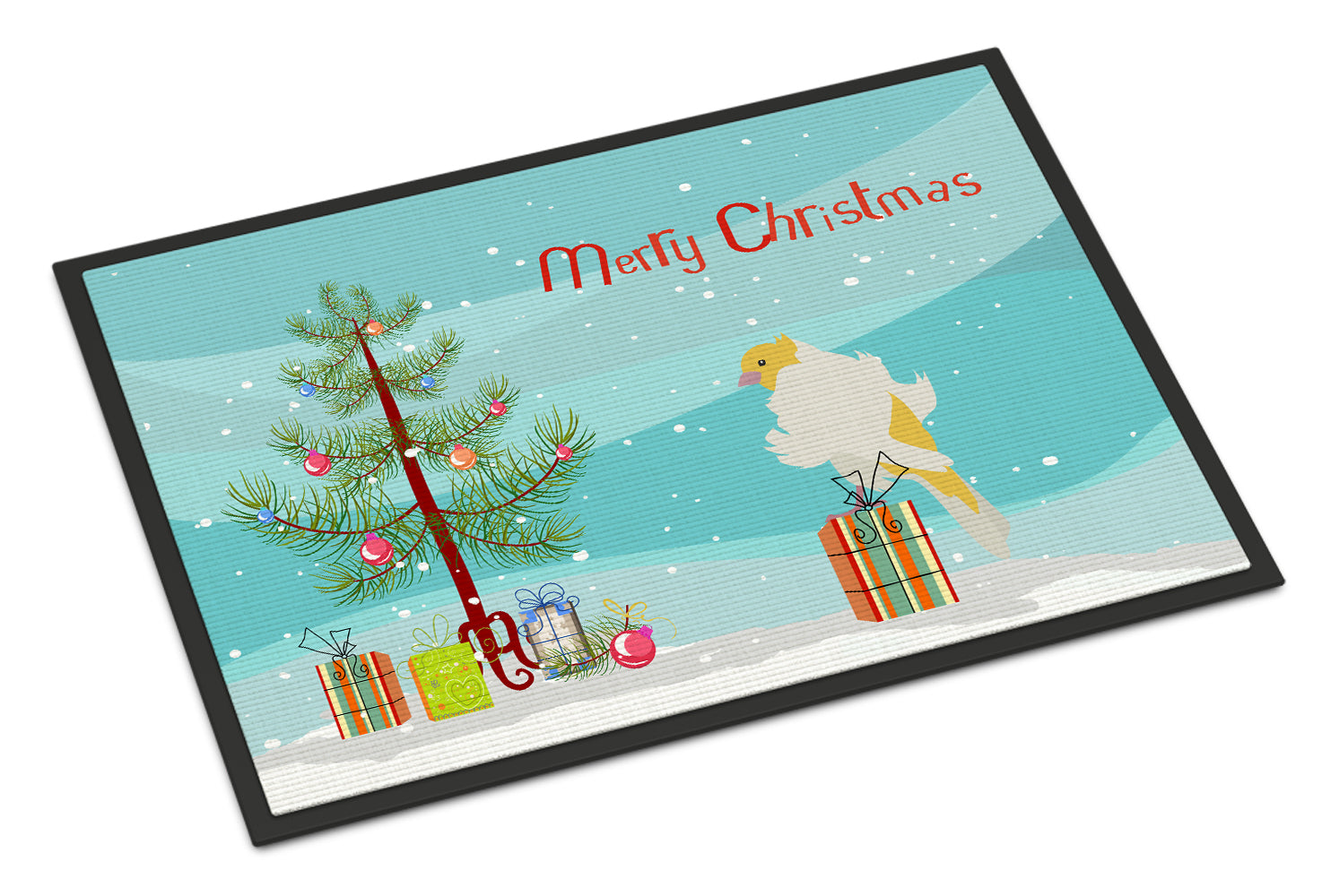 Parisian Trumpeter Canary Merry Christmas Doormat Indoor Outdoor 24H X 36W Front Door Mat Rugs for Entryway, Non Slip Washable Low Pile,