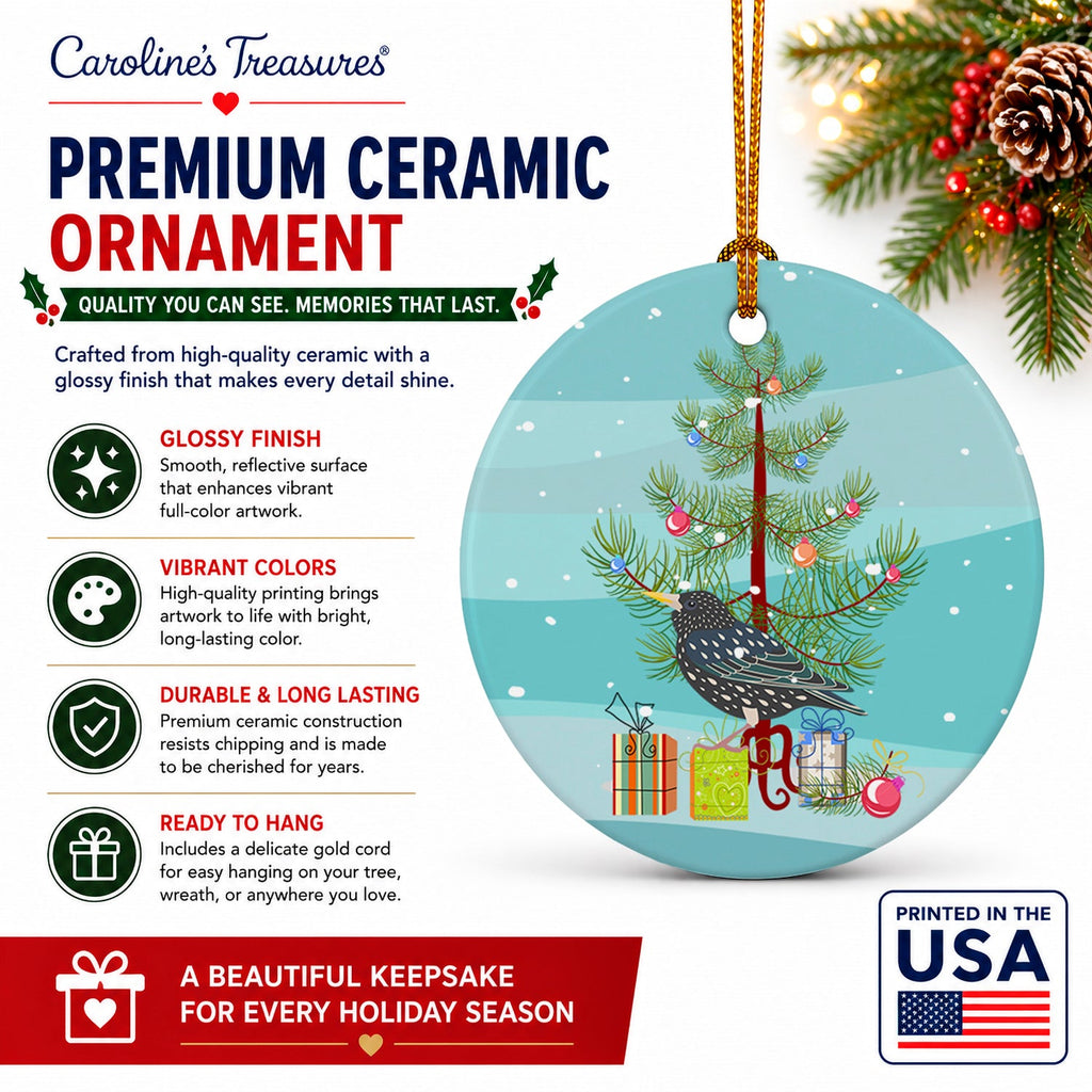 Starling Merry Christmas Ceramic Ornament Christmas Tree Hanging Decorations for Home Christmas Holiday, Party, Gift, 3 in, Multicolor
