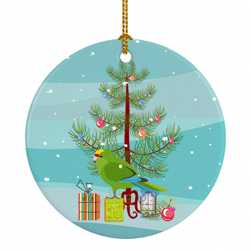 New Zealand Parakeet Merry Christmas Ceramic Ornament Christmas Tree Hanging Decorations for Home Christmas Holiday, Party, Gift, 3 in, Multicolor