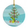 Ring-Necked Parakeet Merry Christmas Ceramic Ornament Christmas Tree Hanging Decorations for Home Christmas Holiday, Party, Gift, 3 in, Multicolor