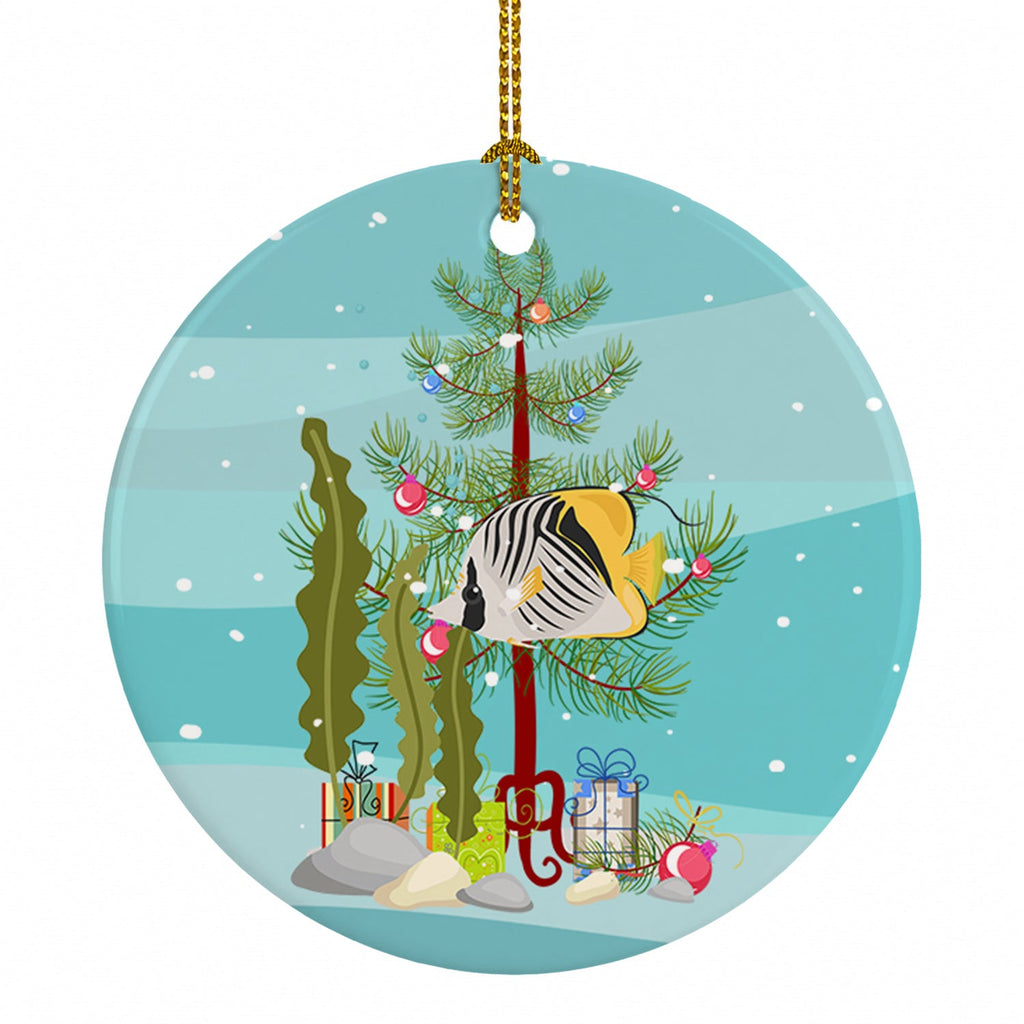 Butterfly Fish Merry Christmas Ceramic Ornament Christmas Tree Hanging Decorations for Home Christmas Holiday, Party, Gift, 3 in, Multicolor