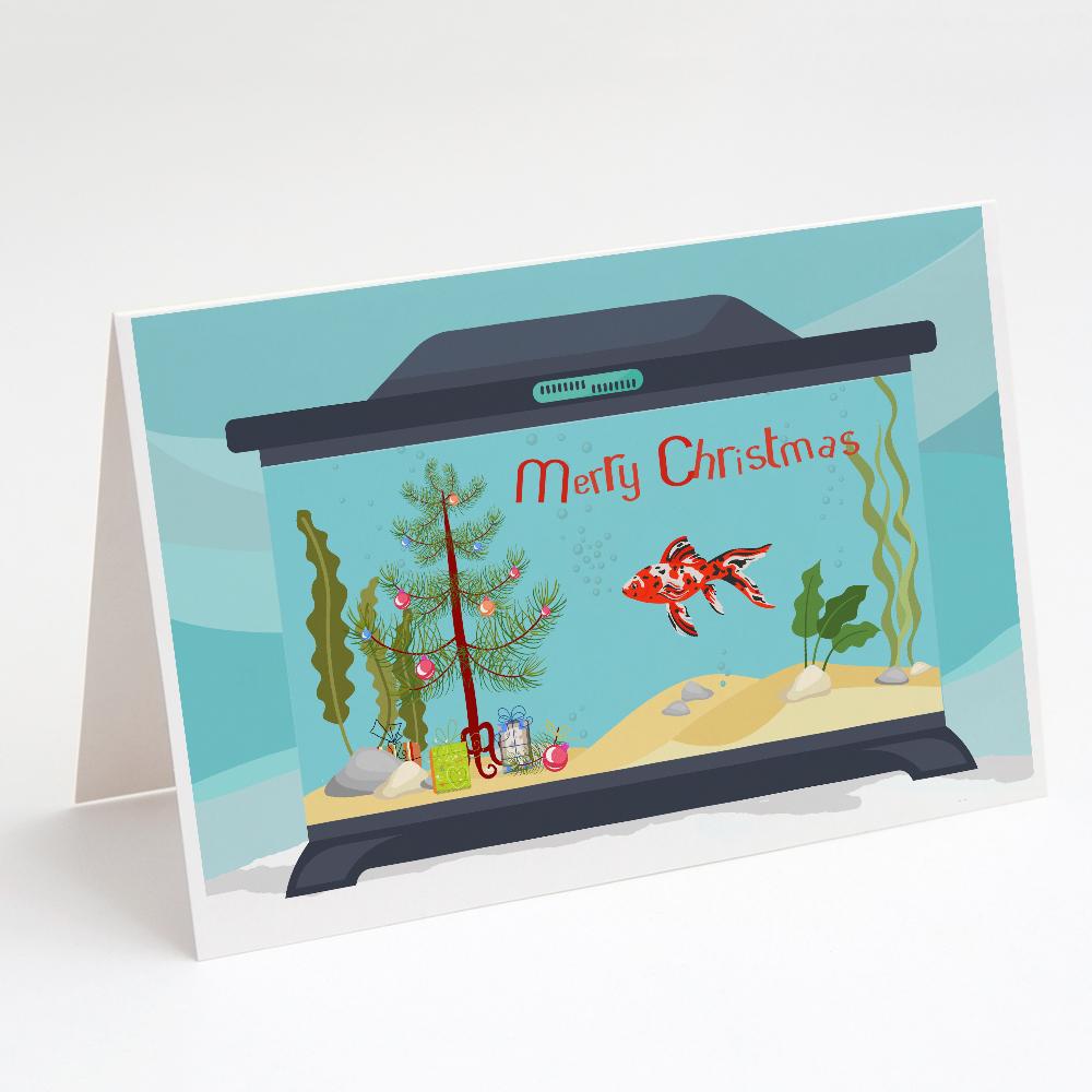 Shubunkin Goldfish Merry Christmas Greeting Cards Pack of 8 Blank Cards with Envelopes Whimsical A7 Size 5x7