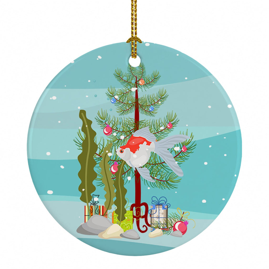 Tamasaba Goldfish Merry Christmas Ceramic Ornament Christmas Tree Hanging Decorations for Home Christmas Holiday, Party, Gift, 3 in, Multicolor
