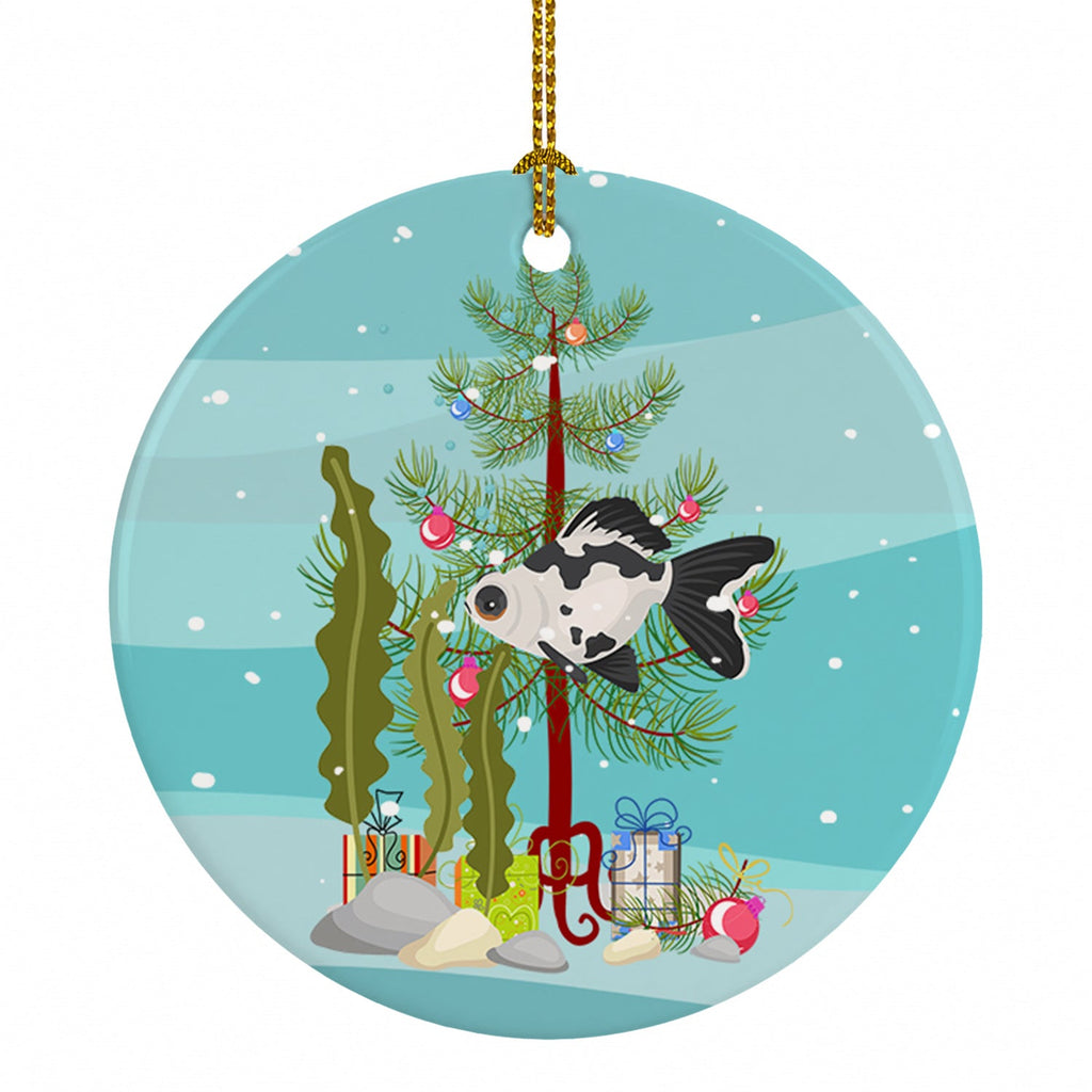 Telescope Eye Goldfish Merry Christmas Ceramic Ornament Christmas Tree Hanging Decorations for Home Christmas Holiday, Party, Gift, 3 in, Multicolor