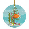 Kissing Gourami Merry Christmas Ceramic Ornament Christmas Tree Hanging Decorations for Home Christmas Holiday, Party, Gift, 3 in, Multicolor
