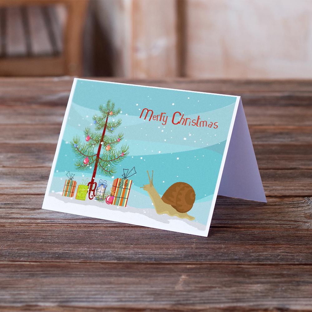 Garden Snail Merry Christmas Greeting Cards Pack of 8 Blank Cards with Envelopes Whimsical A7 Size 5x7
