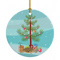 Pond Slider Turtle Merry Christmas Ceramic Ornament Christmas Tree Hanging Decorations for Home Christmas Holiday, Party, Gift, 3 in, Multicolor