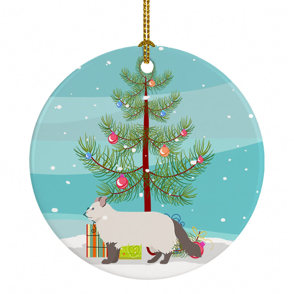 American Curl Cat Christmas Ceramic Ornament Christmas Tree Hanging Decorations for Home Christmas Holiday, Party, Gift, 3 in, Multicolor