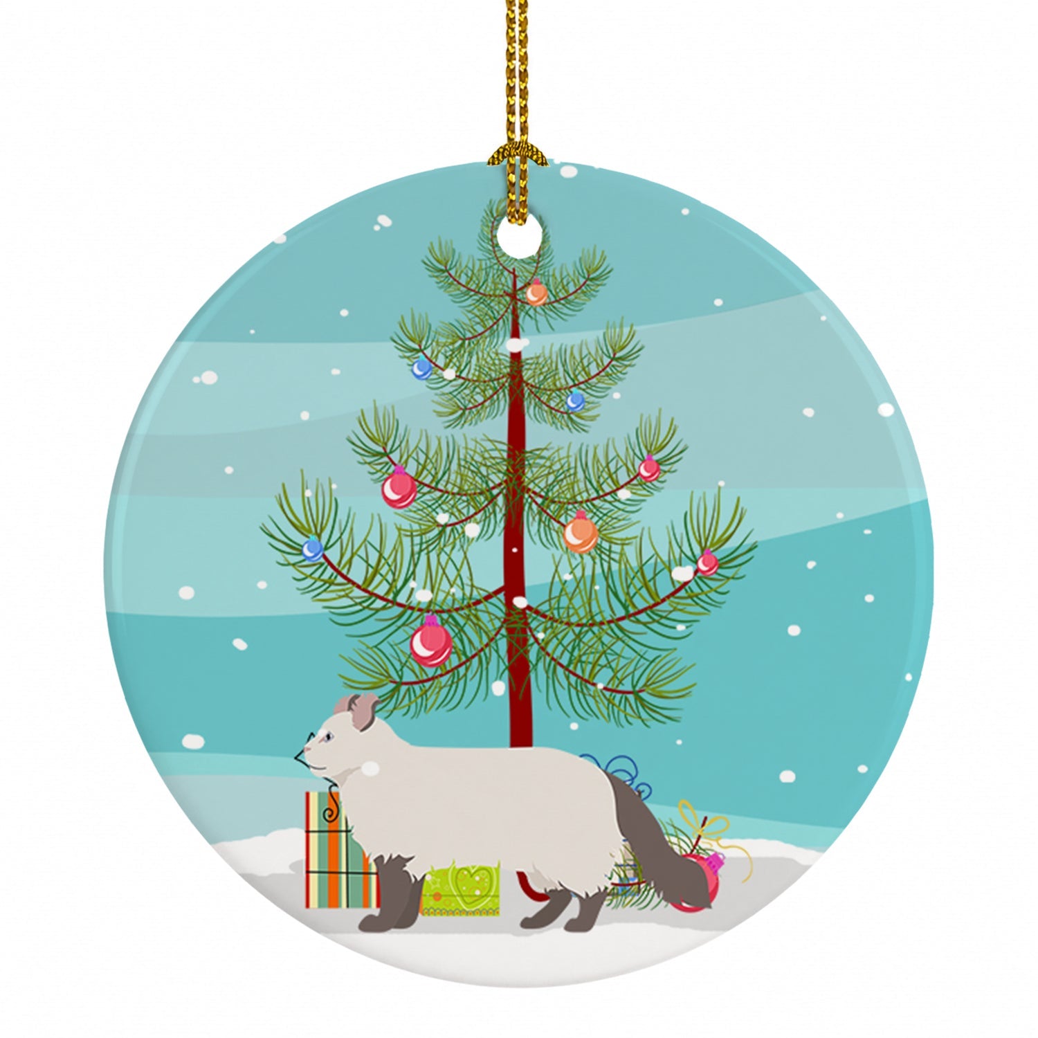 American Curl Cat Christmas Ceramic Ornament Christmas Tree Hanging Decorations for Home Christmas Holiday, Party, Gift, 3 in, Multicolor