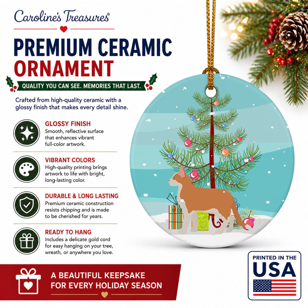 Aphrodite Giant Cat Christmas Ceramic Ornament Christmas Tree Hanging Decorations for Home Christmas Holiday, Party, Gift, 3 in, Multicolor